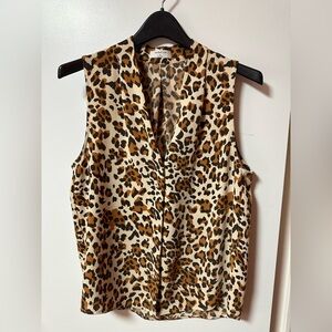 Babaton Leopard Print Sleeveless V-Neck Top - Tan/Black